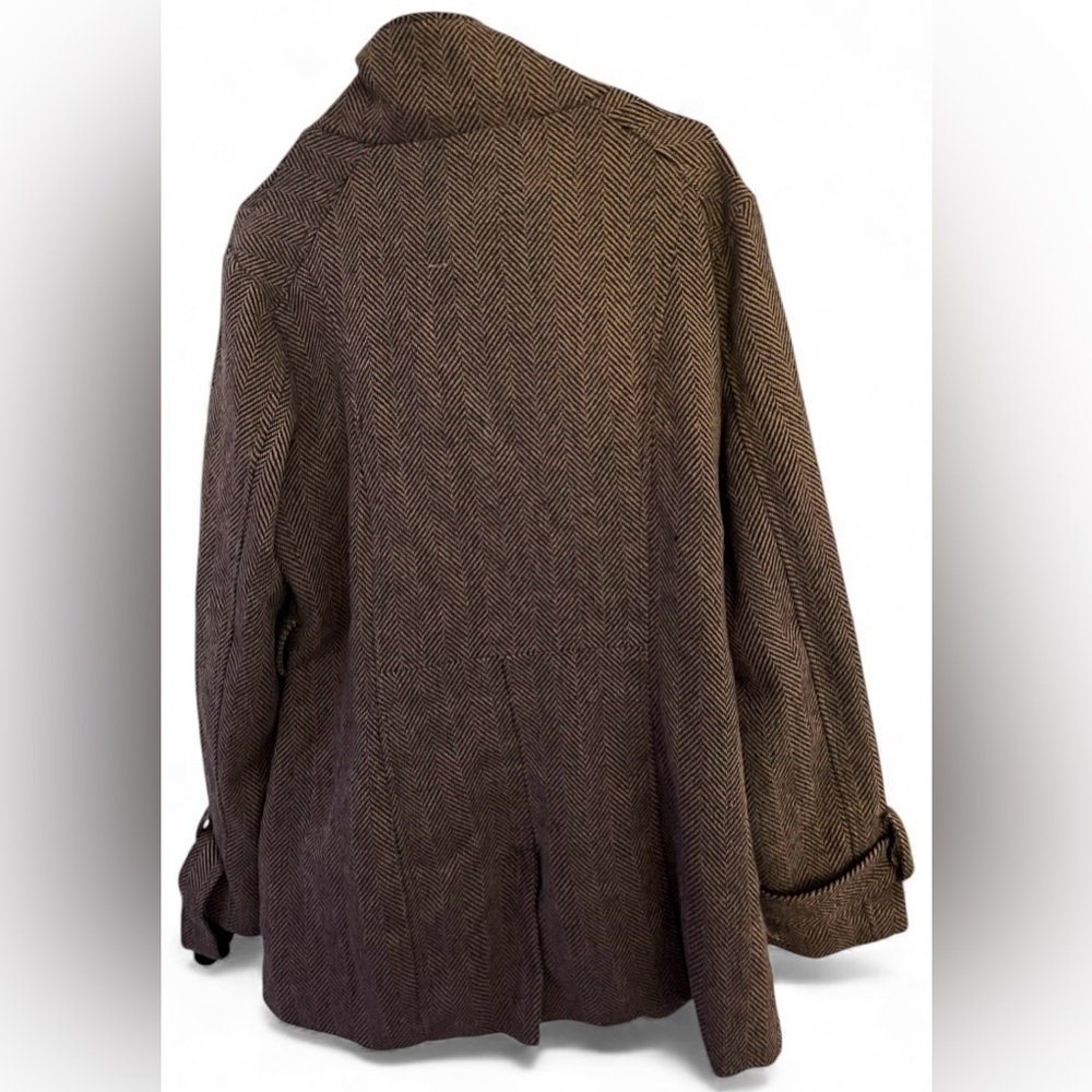Last Kiss Herringbone Wool Blend Double Breasted Coat XL | Classic Winter Jacket - Picture 5 of 7